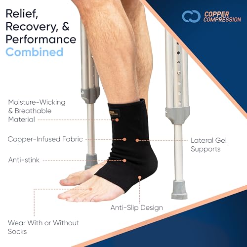 Copper Compression Achilles Support Sock – Silicone Gel Support for Tendonitis, Injury Recovery & Pain Relief – Lightweight, Breathable Compression for Swelling & Circulation – Wear Day & Night – L/XL - size: Large/X-Large