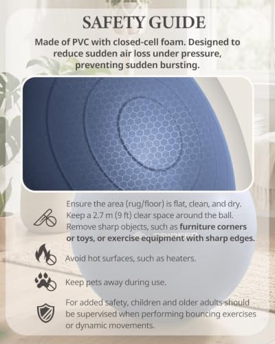 Trideer Yoga Ball for Exercise, Pregnancy, Exercise Ball, Pump Included - color: Navy Blue, size: L(23-26ines/58-65cm)