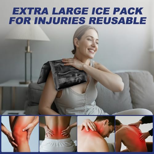 Large Flexible Ice Pack for Injuries Reusable Gel, 11x14.5 Inches, Cold Compress for Hip, Shoulder, Knee, Back Pain, Swelling, Bruises, Surgery, Black - style: BLACK