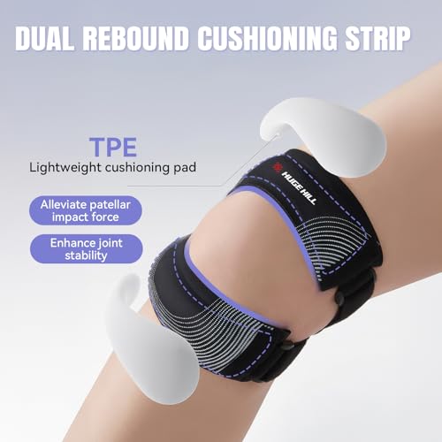Knee Brace with Patella Knee Strap – Adjustable Compression Support Sleeve for Men & Women, Breathable Knee Brace for Running & Basketball, Patella Knee Brace for Pain Relief (Black)