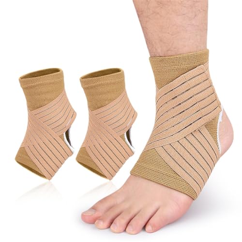 Ankle Support Brace for Women & Men, 1 Pair Ankle Compression Sleeve Adjustable Ankle Wrap, Breathable Foot Brace for Relief Sprained Ankle, Achilles Tendon, Injured Foot, Recovery, Sport, Running