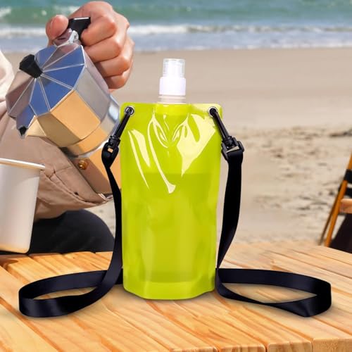 Water Pouch for Running 650ml Leak-Proof Foldable Flask with Strap - color: Yellow