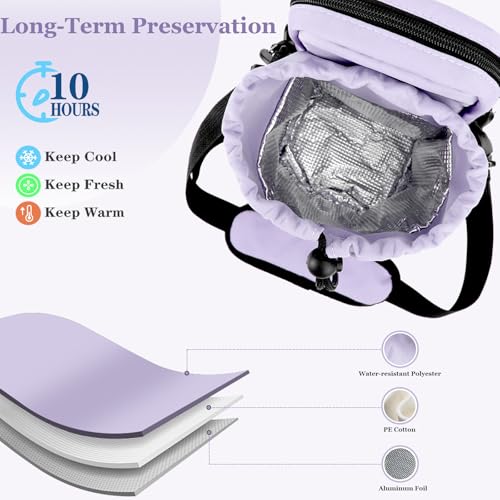 Water Bottle Holder with Strap, 32/40oz Insulation Water Bottle Carrier Bag with Phone Pocket, Water Bottle Sling Bag Crossbody Water Bottle Holder for Hiking Walking - color: Purple