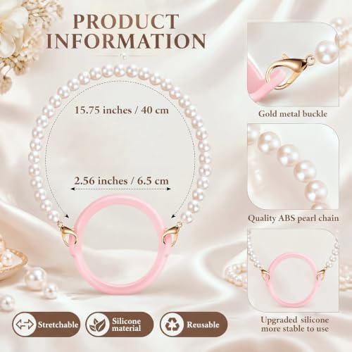 Silifine Silicone Water Bottle Holder Sling with Pearl Strap, Pink - color: Pink