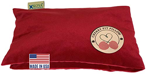 KOYA Naturals Velvet Neck Heating Pad Microwavable - Cherry Pit/Stone/Seed Pillow Heat Pack for Neck, Muscles, Joints, Stomach Pain, Menstrual Cramps - Warm Wrap - Moist Heat Therapy (Crimson Red)