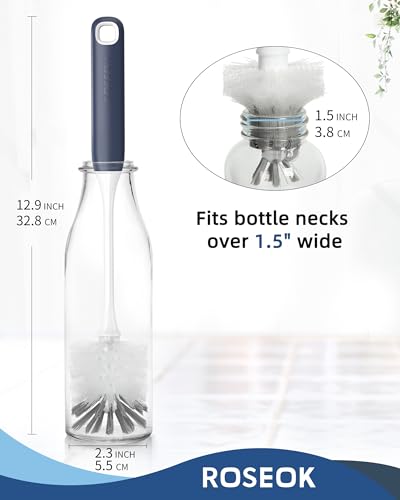 ROSEOK Bottle Brush, Water Bottle Brush, Flexible Bottle Brush, Cup Cleaner - color: Navy Blue