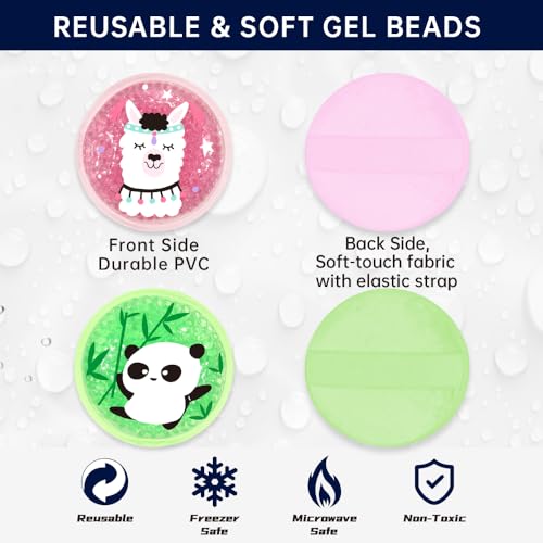 Gel Ice Pack for Injuries 2 Packs Cute Reusable Hot Cold Gel Packs - style: Panda+Alpaca