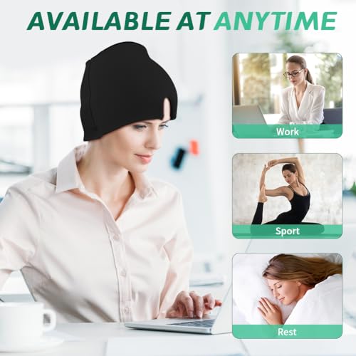 Migraine Relief Cap, Soothing Headache Ice Face Mask Products - color: Black+green