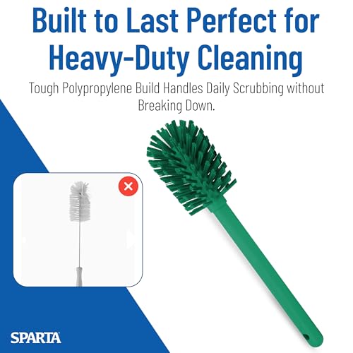 SPARTA 12 Inch Bottle Brush with Polyester Bristles and Plastic Handle, Color Coded, Large Round Head Cleaner for Bottles Jars and Food Service Equipment, Green - color: Gray