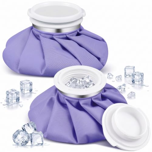 Honoson Reusable Ice Bags for Injuries 2 Pack, 6” Hot & Cold Ice Packs, Leak Proof Cold Compress for Pain Relief, Swelling, Sprains, Headache, Fever & Summer Cooling Relief, Toothache(Purple) - color: Purple