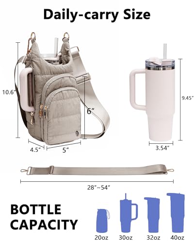 Water Bottle Holder with Strap 30/32 oz, Crossbody Water Bottle Carrier Bag - color: Green