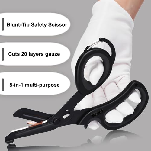 MEUUT Trauma Shears with Carabiner 7.5 Inch 2-Pack Medical Scissors - color: Black/Black+purple/Purple