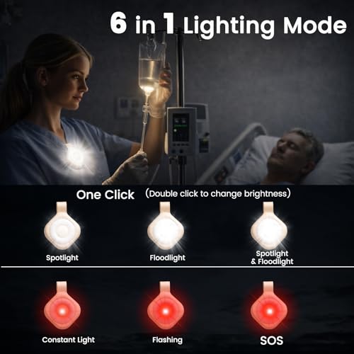 Wearable Nurse Night Light for Night Shift, Rechargeable Magnetic Clip-on Badge Light, Bright Hands Free Nurse Essentials Flashlight, Safety Light in the Dark for Walking Running Outdoor Emergency - color: Olive Green