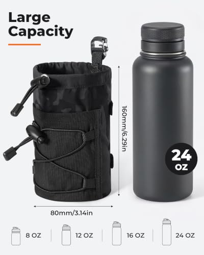 HowFly Water Bottle Holder for Backpack Molle Water Bottle Pouch Bag - color: Black Camo
