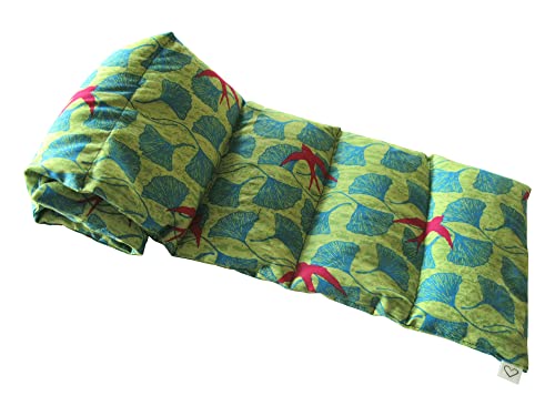 Microwavable LOVEwrap Neck & Shoulder wrap - Unscented 6 x 24 - Flax Seed - Soothes Muscle Ache Pain Relief - Natural Soft Cotton - Warming Muscle Relaxation - Green Bird - color: Fly Away
