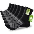 IRAMY Compression Ankle Support Crew Socks Men Women Wicking Plantar Fasciitis Relief Running Hiking Socks 3 Pairs - color: Black-6 Packs, size: Medium