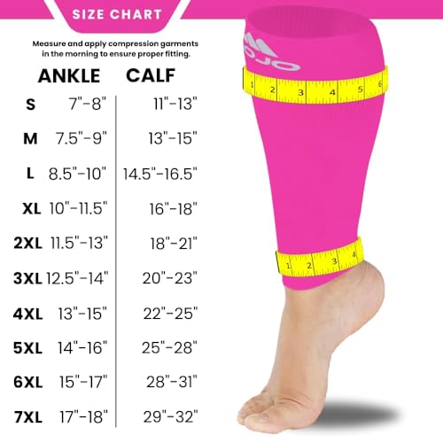 Mojo Compression Socks Footless for Women and Men 20-30mmHg - Extra Wide Plus Size Calf Sleeve - A604 - color: Pink, size: 7X-Large