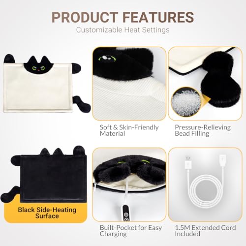 Cute Portable Cat-Shaped USB Heating Pad with 4 Heat Settings & Auto-Off - color: Beige