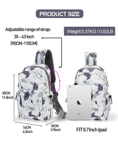 Small Tactical Sling Bag Crossbody Backpack Shoulder Bag for Men Women, Daypack Anti-Theft Cross Body Motorcycle Chest Bags, One Strap Backpack for Walking Biking Travel Cycling Leaf White - color: Beige