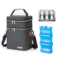 Breastmilk Cooler Bag with Ice Pack Fits 6 Baby Bottles Up to 9 Ounce, Double Deck Leak-Proof Baby Bottles Bag with Shoulder Strap for Nursing & Working Mom, - color: Dark Grey