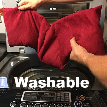 Triple Square Red Denim Cherry Pit-Stone Pillow, Microwavable Hot/Cold Compress, Sustainable Heating Pad, Moist Heat, Muscle Joint Pain Relief, Gift - color: Red Denim, Natural-dyed