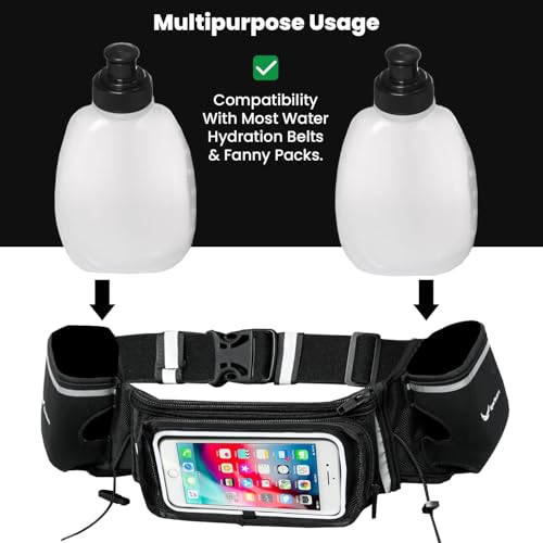 Runtasty 10 oz BPA-Free Water Bottles – 2-Pack Replacement for the Winner’s Hydration Belt, Push-Pull Caps, Spill-Proof Design, Fully Compatible with Most Fuel Belts for Running, Hiking & Cycling
