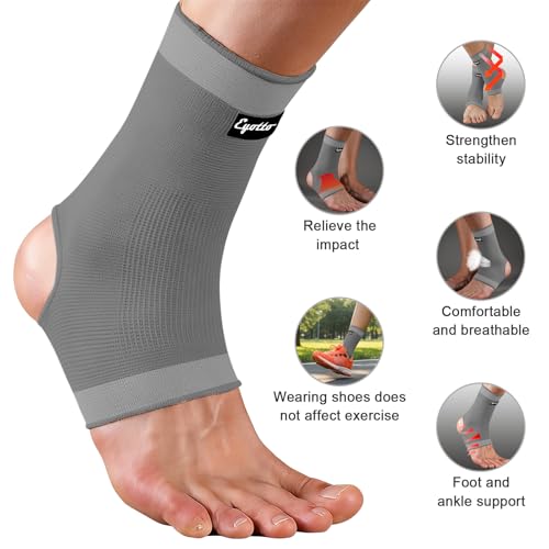 eYotto Ankle Compression Sleeve, Ankle Brace Socks for Men & Women (1 Pair) - color: Gray, size: Medium