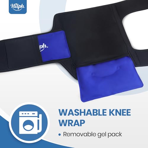 Hilph Knee Ice Pack Wrap, Adjustable Knee Brace with 2 Gel Ice Packs, Blue - color: Blue
