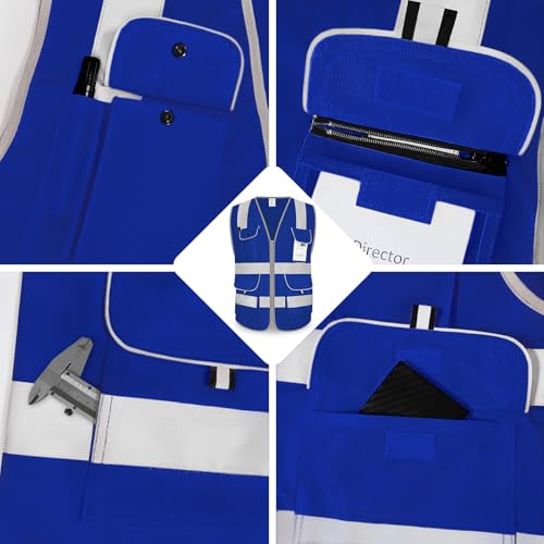 High Visibility Blue Safety Vest with 8 Pockets for Men, Blue S - color: Blue-01, size: Small