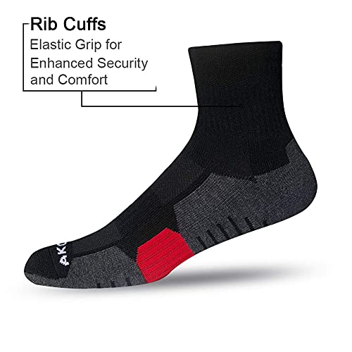 AKOENY Men's Athletic Quarter Socks 6-Pack - color: Black/Graphite Grey