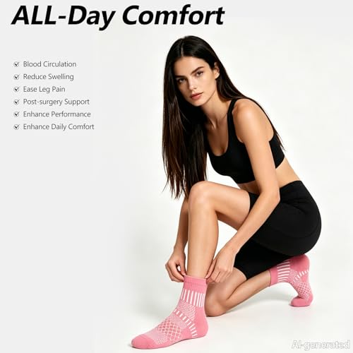 IRAMY Ankle Compression Socks for Women Men Cushioned Athletic Running Socks Plantar Fasciitis Relief 2/3/4/5/6 Pairs - color: Pink+purple+blue(3 Pairs), size: Large