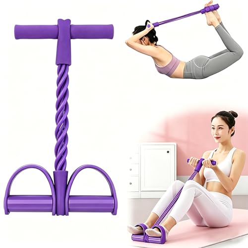 Multi-Function Tension Rope Band & Pedal Puller Resistance Band, 6-Tube Elastic Yoga Pedal Puller Resistance Band, for Abdomen/Waist/Arm/Leg Stretching Slimming Training - color: Purple-6 tube