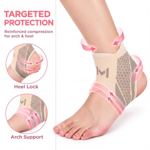 Ankle Brace for Women 2-Pack Compression Ankle Support Brace - color: Skin