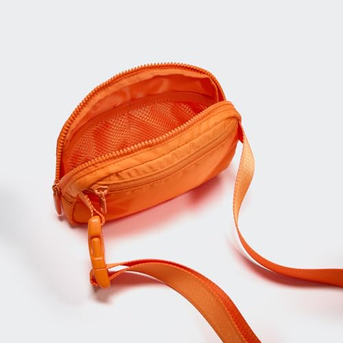Pander Nylon Fanny Pack for Women, Two-Way Zipper Crossbody Bag - color: Dark Orange