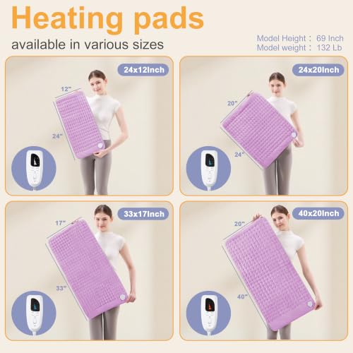 Heating Pad,Electric Heating Pad,Heating Pad for Back (Lavender, 24"x12") - color: Lavender, size: 24x12 Inch