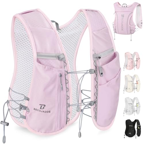 BECOJADDE 5L Running Vest for Women, Hydration Backpack Lightweight & Breathable for Trail Running, Marathon, Hiking, Cycling - color: Purple