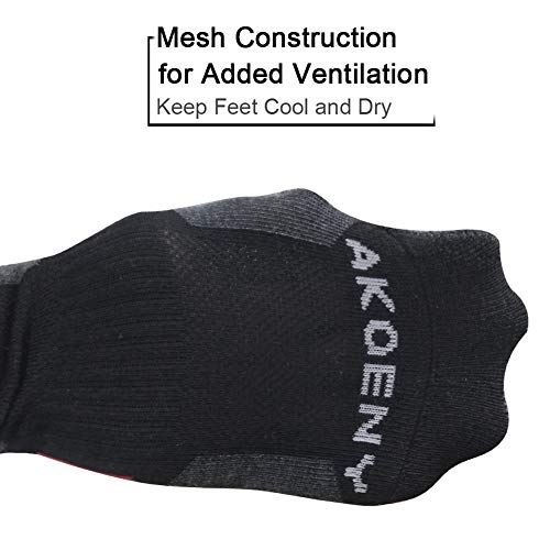 AKOENY Men's Athletic Quarter Socks 6-Pack - color: Black