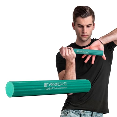 THERABAND FlexBar, Flex Bar, Physical Therapy, Tennis Elbow, M, Green - color: Green - Medium