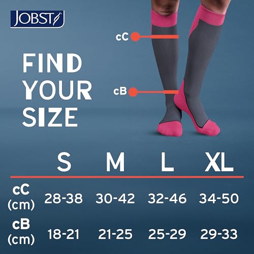 JOBST Sport Knee High 15-20 mmHg Compression Socks, Pink/Grey, X-Large - color: Pink/Grey, size: X-Large (1 Pair)