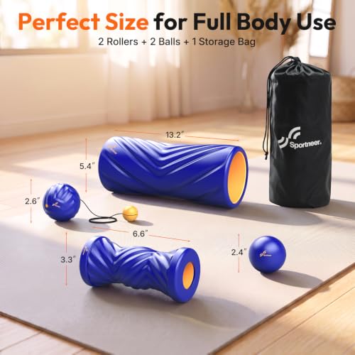 Sportneer 4 in 1 Pilates Foam Roller Muscle Relax Kit - color: Blue