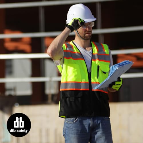 Dib Safety Reflective Safety Vest Made with 3M Tape, Yellow and Black L - color: Yellow & Black, size: Large