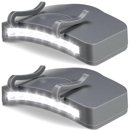 Mudder 2 Pcs Grey Hat Light Clip on Battery Powered 11 LED Cap Flashlight - color: Gray, size: 11 LED