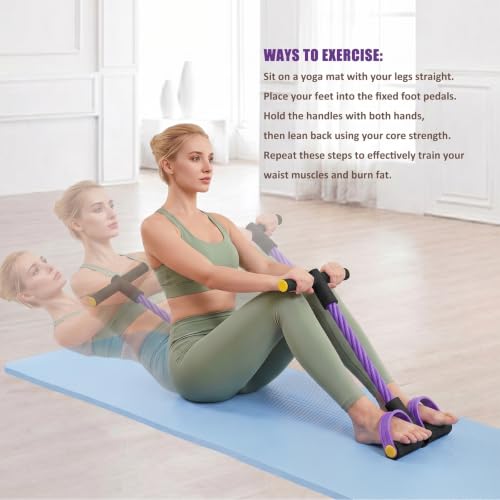Pedal Resistance Band with Handles, 6-Tube Elastic Tension Rope, Natural Rubber Multifunction Exercise Band, Home Fitness Equipment for Yoga, Stretching, Abdomen Waist Arm Leg Training