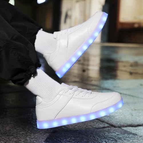YuanRoad Unisex LED Light Up Shoes with USB Charging Glowing Luminous LED Sneakers - color: Dbwhite, size: 7 Women/5 Men