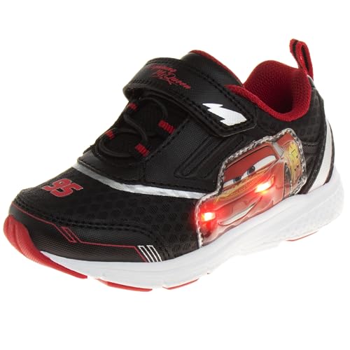 Disney Pixar Cars Boys Black/Red Lighted Sneaker (Toddler/Little Kid) - color: Red/Black, size: 7 Toddler