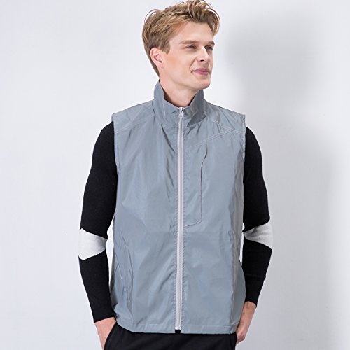 LZLRUN Mens Reflective Vest Jacket Casual Hiphop Windbreaker Night Sporting - size: X-Large