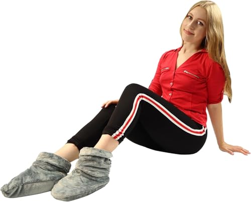 Mars Wellness Heated Microwavable Booties - Microwave Slipper Warmers - color: Charcoal, size: Pack of 2