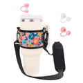 LUCKINEE Tumbler Holder with Strap Water Bottle Strap for Stanley Cup - color: Floral print