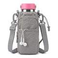 Bokelai Water Bottle Holder Bag with Strap Lightweight Crossbody Carrier Sling Bag for Hiking Camping Travelling Water Bottle Sleeve Gym Accessories - color: Light Grey