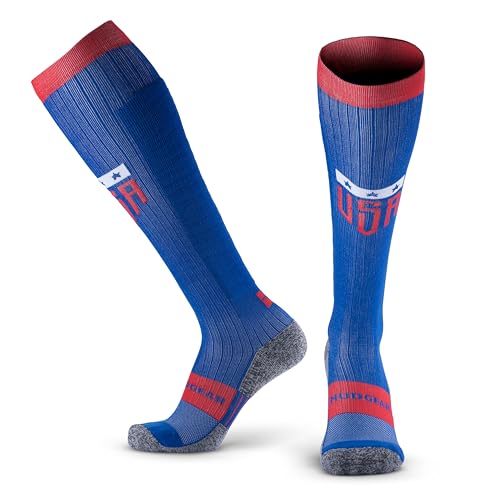 MudGear Graduated Compression Socks, Durable, Sweat-Resistant OCR Performance Socks with Cushioned Footbed, Made in USA - color: Blue, size: Small